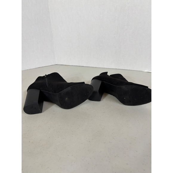 Apt 9 Womens Black Suede Peep Toe Block‎ Heel Booties Ankle Boots size 10 - Picture 6 of 7